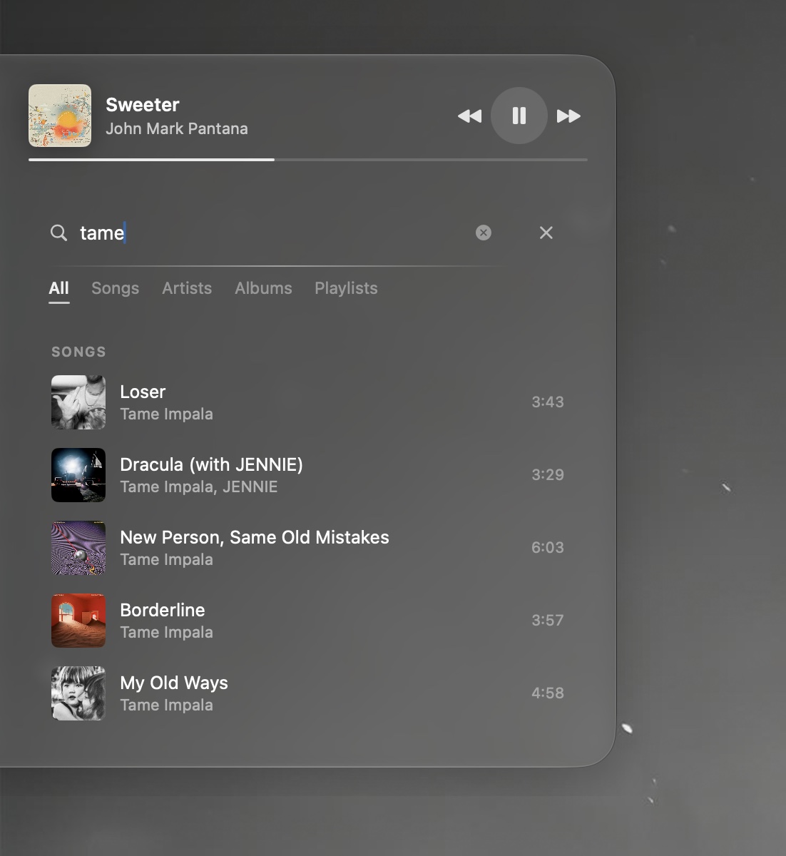 Sidetone searching the Spotify library